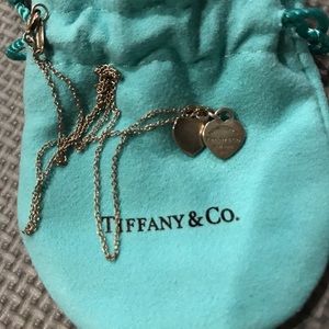 Tiffany&Co double heart tag pendant necklace